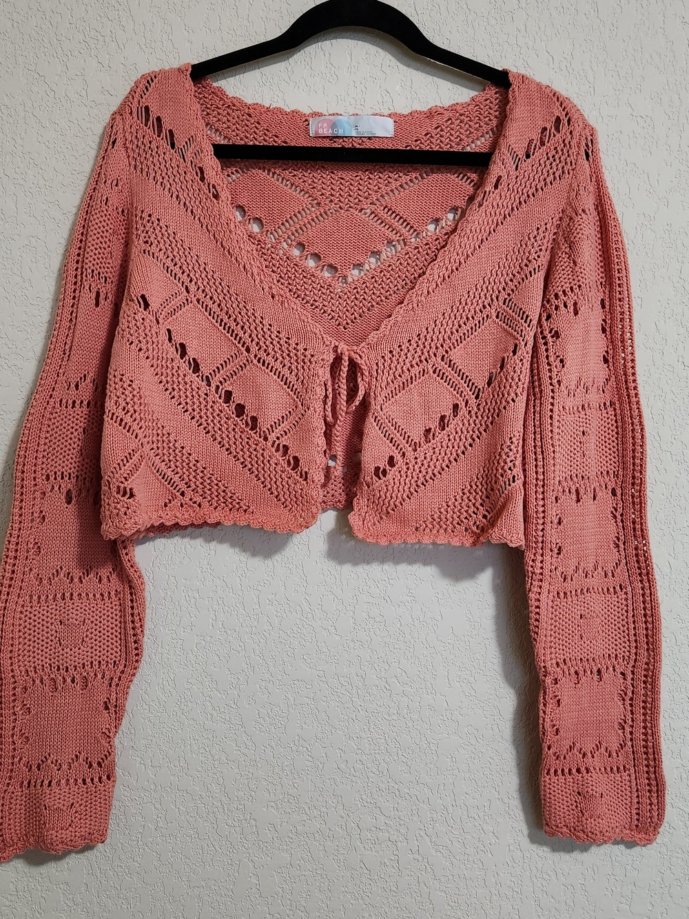 Morgan Fauxchet Knit Tie Front Cardigan from Free People Beach In Size XL